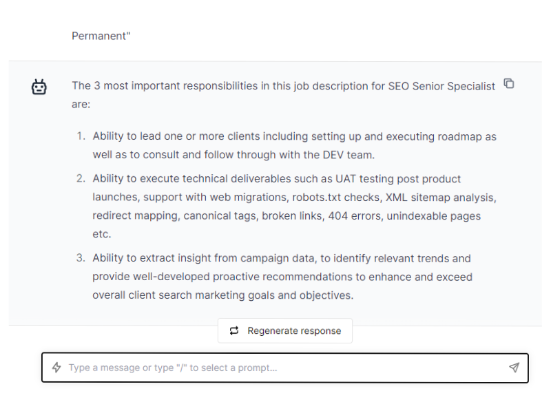 Analyzing Job Descriptions - ChatGPT Prompts for resume writing