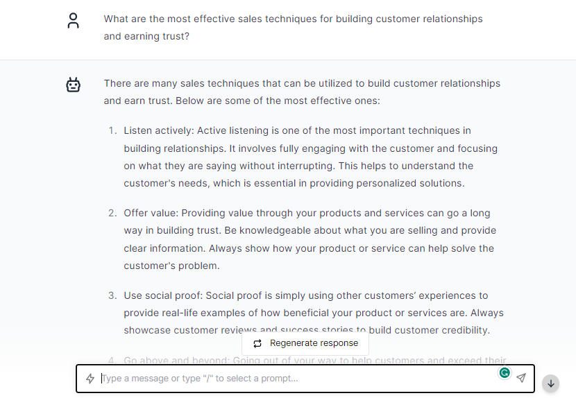 Effective Sales Techniques For Customer -Chatgpt Prompts For Sales