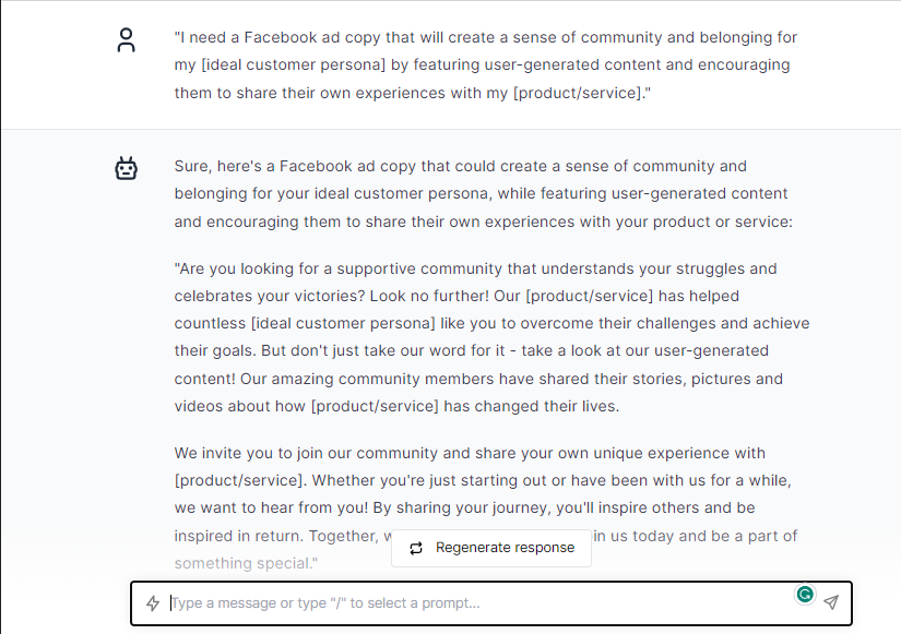 Facebook Ad Copy for Sense Belonging - ChatGPT Prompts for Facebook Ads