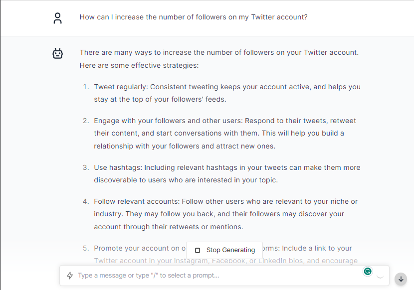Increase Number of Follower on Twitter - ChatGPT Prompts for Twitter