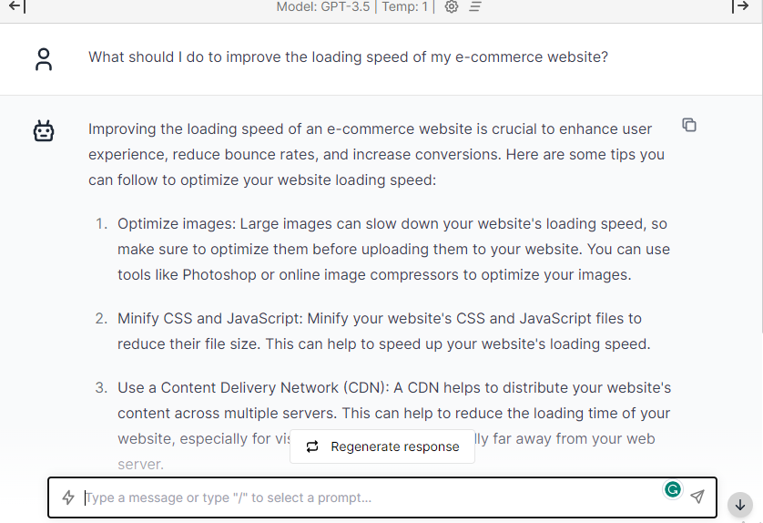Loading Speed of E-commerce site-ChatGPT Prompts for SEO