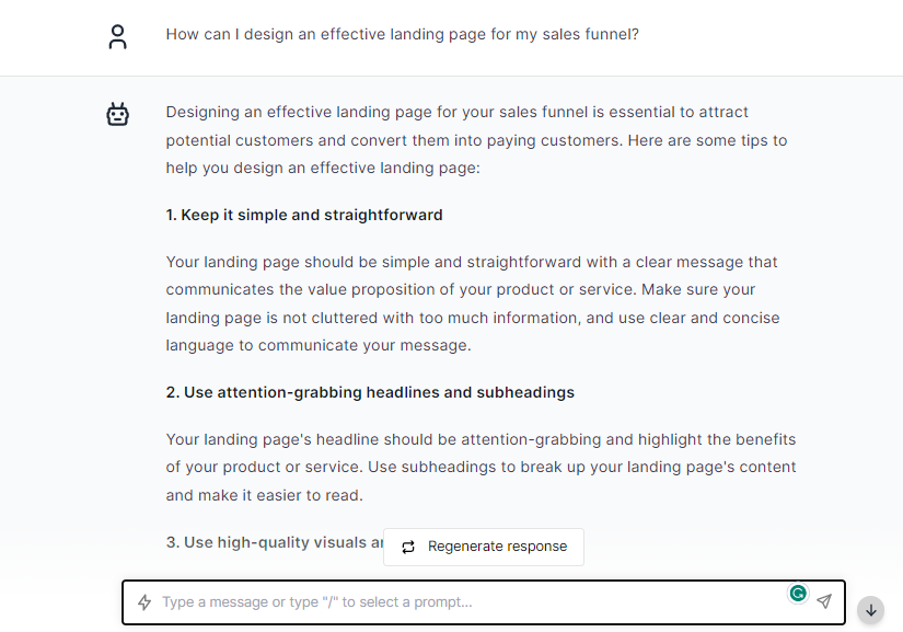 Sales Funnel Effective Landing Page -Chatgpt Prompts For Sales