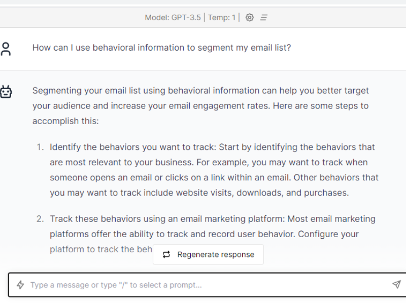 Segment your email list for greater effectiveness chatgpt prompts
