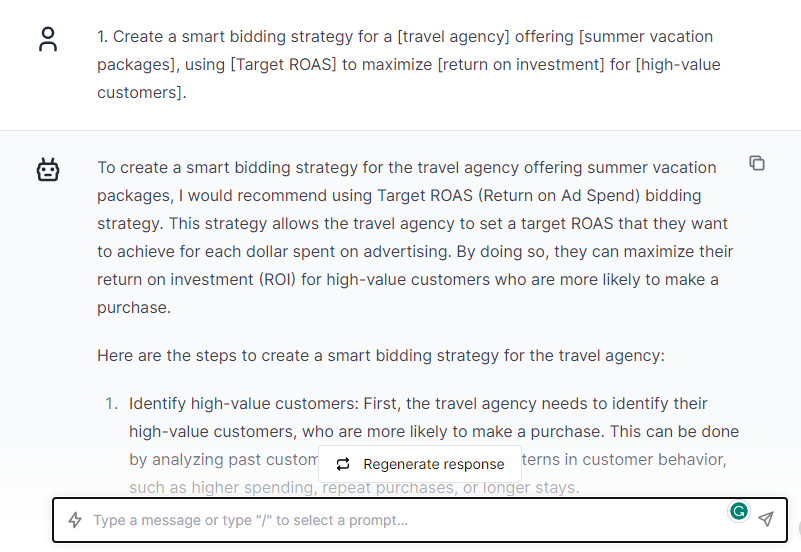 Smart Bidding Strategy - ChatGPT Prompts for Google Ads