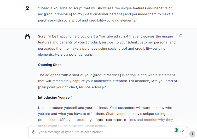 Unique Features and Benefits of My Products - ChatGPT Prompts For Youtube Ads