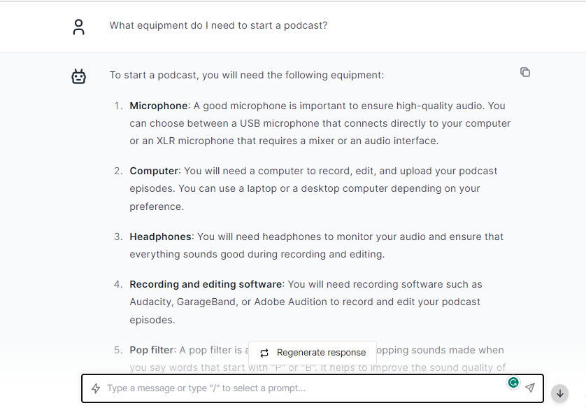 What Equipment Do I Need to Start a Podcast - ChatGPT Prompts for Podcasting