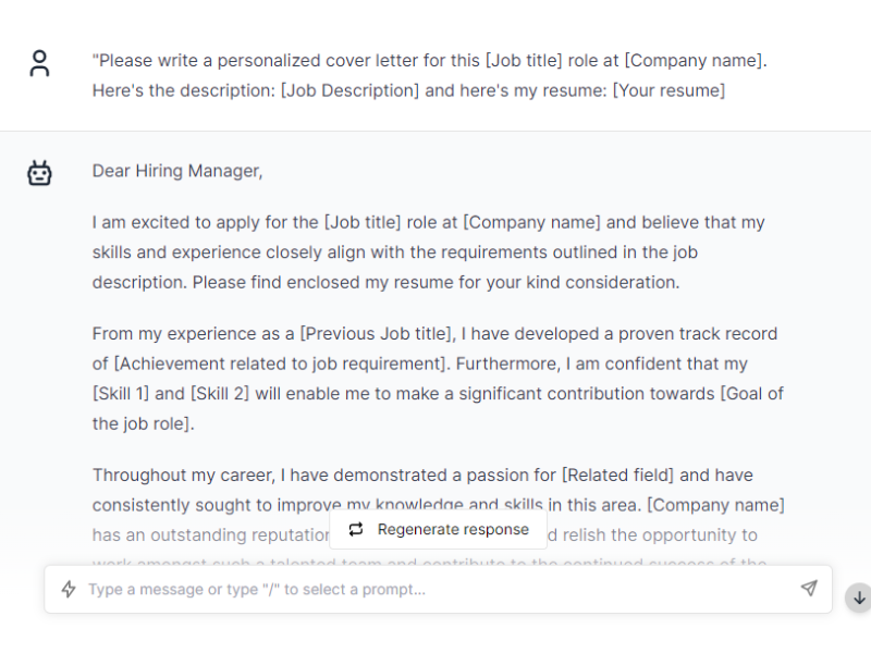 Writing Your Cover Letter - chatgpt prompts for resume writing