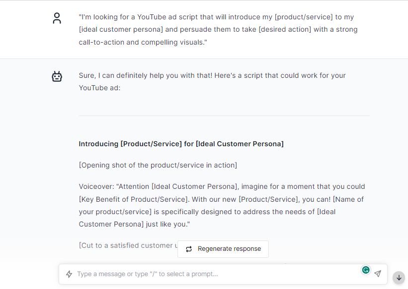 Youtube Ad Script that Introduce My Product - ChatGPT Prompts For Youtube Ads