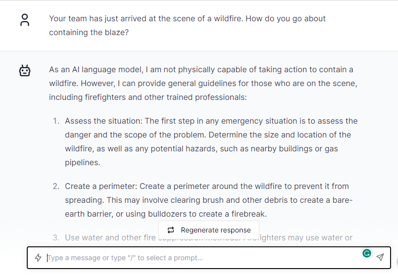Team Scene Wildfire - ChatGPT Prompts for Firefighters