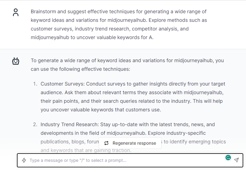 Brainstorm and Suggest Effective Techniques for Generating a Wide Range of Keyword Ideas - Chatgpt Prompts