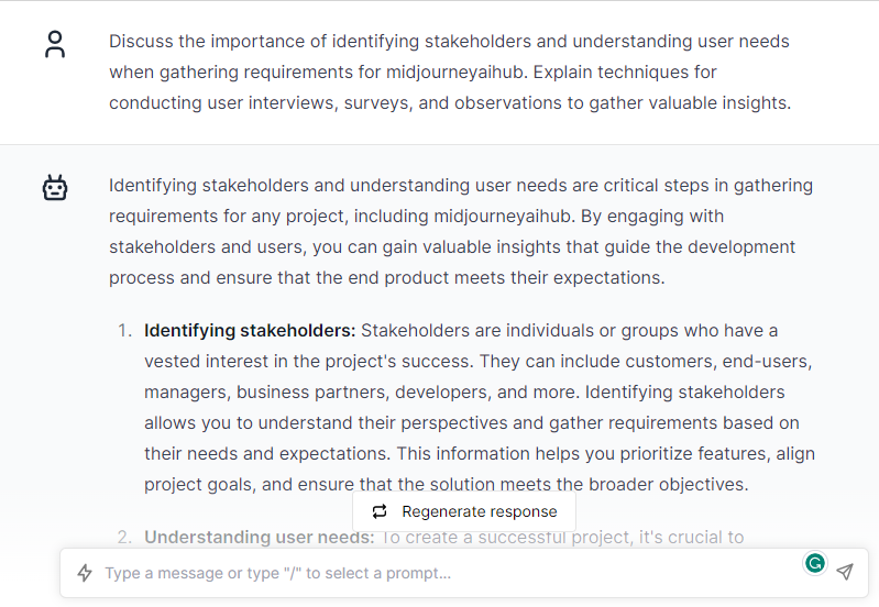 Identifying Stakeholders and User Needs - ChatGPT Prompts