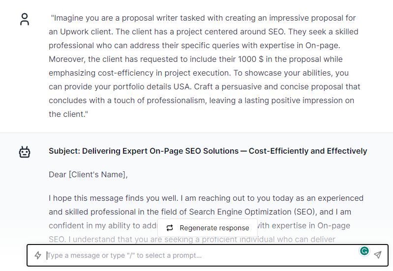 Proposal Writing - ChatGPT Prompts for Upwork Proposal Writing