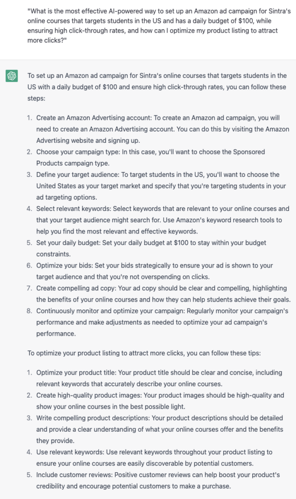 chatgpt prompts for amazon sellers