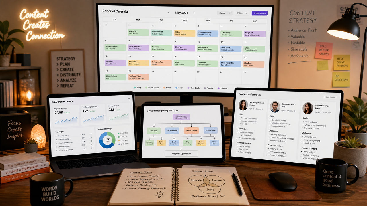 30 ChatGPT-5.5 Prompts for Content Strategists: Editorial Calendars, SEO Briefs, Audience Research, and Content Repurposing