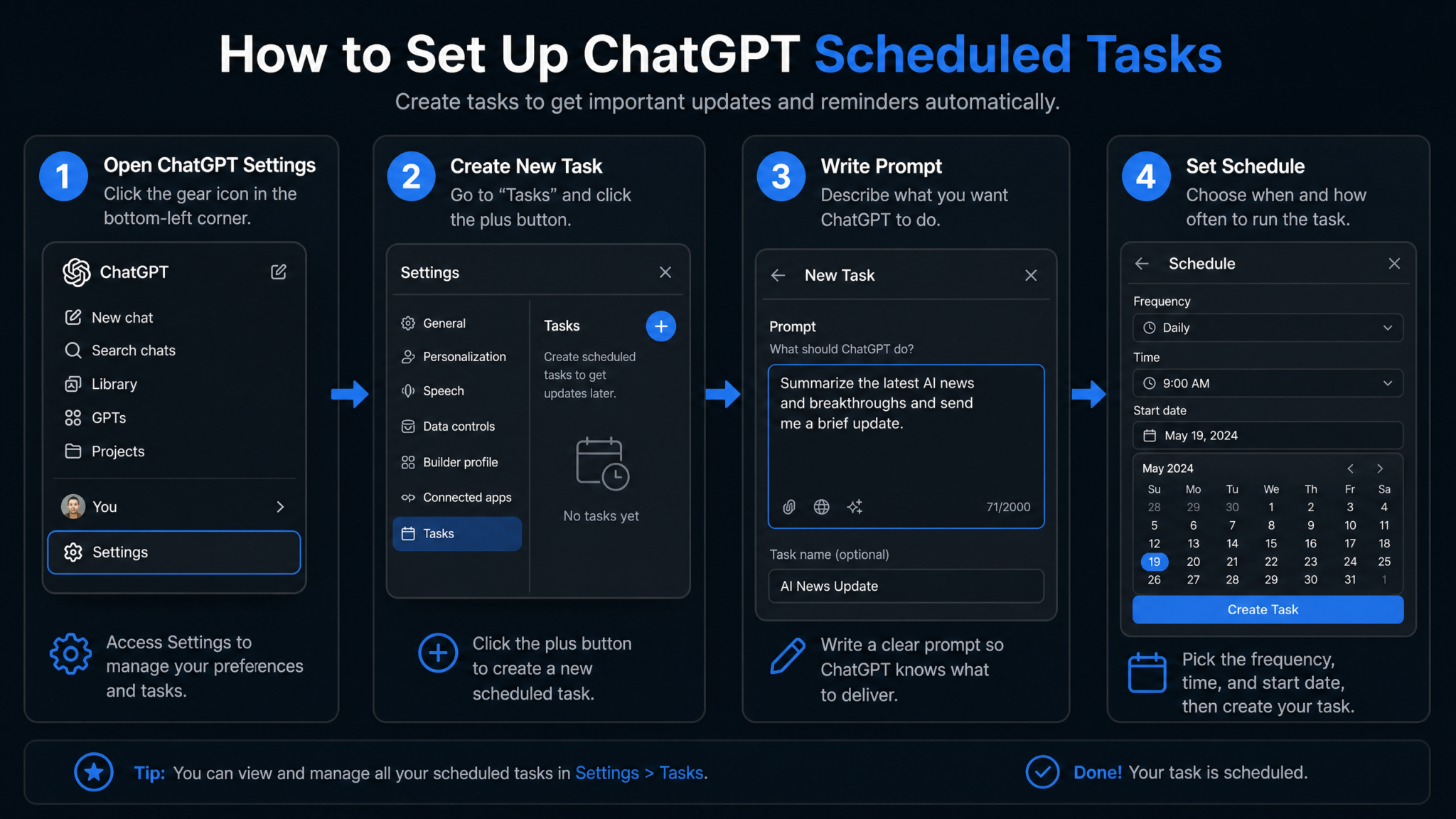 How to Set Up ChatGPT Scheduled Tasks for Automated Daily Briefings, Reports, and Workflow Triggers - Section 1