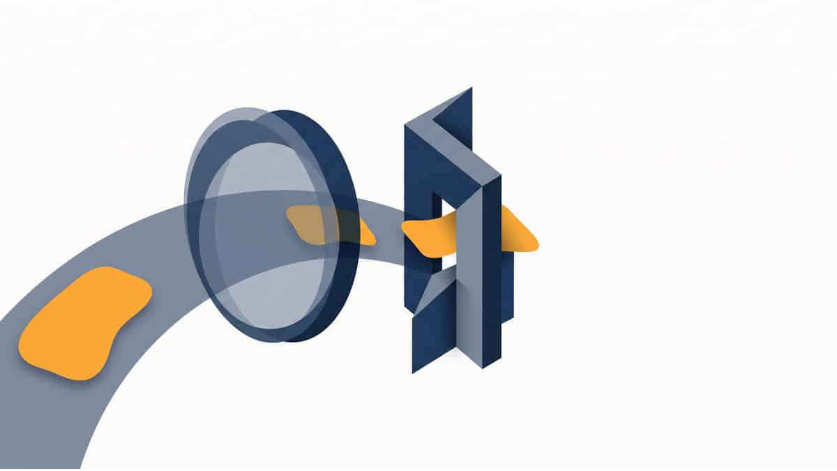 Conceptual editorial illustration of one small proofread document patch passing through a magnifying glass, code-diff strips and a human review seal, with no readable code, logos or interface.